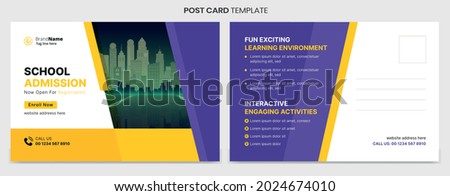 School admission postcard template design