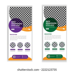 School admission roll up banner design template, Kids back to school admission roll up banner design