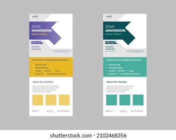 School admission roll up banner flyer design set, back to school flyer design set, Junior School Admission Flyer, school education admission Dl flyer poster.