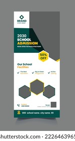 school admission roll up banner and pull up, pop up banner design template 