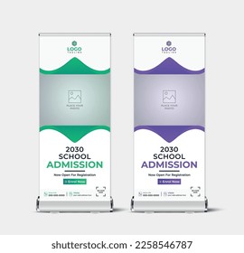 
School admission rollup banner and rack card template layout design