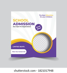 School Admission Social Banner for Education School and College