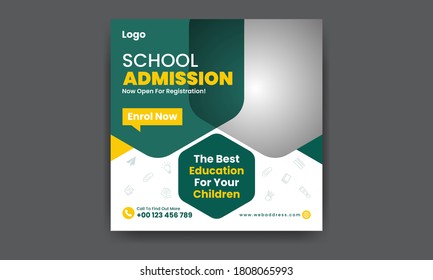 School Admission Social Media Banner and School Web Banner, Square Flyer Template 