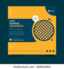 School admission social media banner template