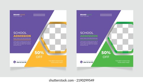 School admission social media banner design template 
