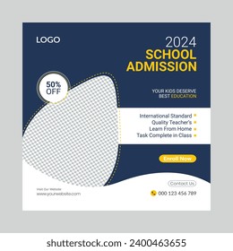 School admission social media banner template design, school admission web banner template.