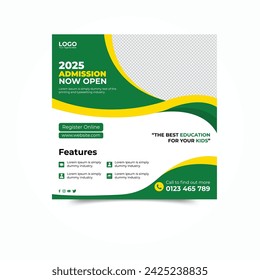 School Admission Social Media Banner Post Design Template