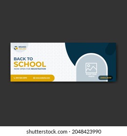 School admission social media cover and web banner template, back to school