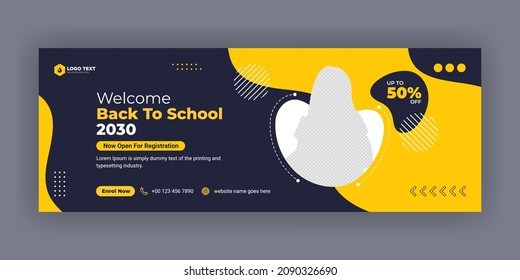 School admission social media cover banner post template