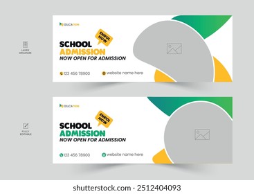 School admission social media cover design set, education header, timeline, web banner ads template
