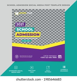 school admission social media , education social media post design, an image can place in this square template, web banner, eps 10, vector, square template, school web banner.