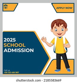 School Admission social media facebook instagram post banner template with editable eps