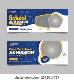 School admission social media fb cover design and higher education promotion horizontal banner template