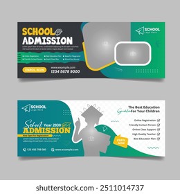 admissão escolar mídias sociais fb cobrir design e promoção de ensino superior modelo de banner horizontal