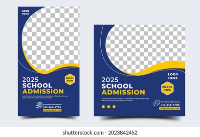 School admission social media feed and story template design.
