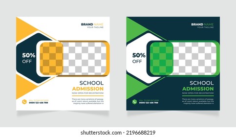 School admission social media or instagram post design template 
