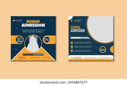 School Admission Social Media Page layout and kid's Web banner Design Template