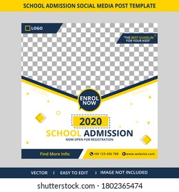 School admission social media post template Vector 