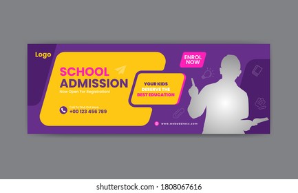 School Admission Social Media Post, Social Media Banner Template