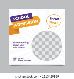 School admission social media post design, back to school banner, school admission template  premium vector and illustration file
