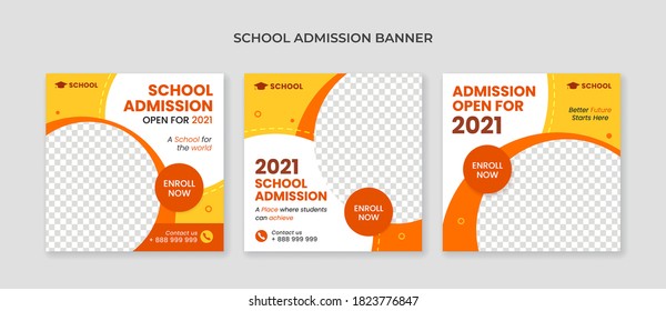 School admission social media post template. Suitable for junior and senior high school promotion banner