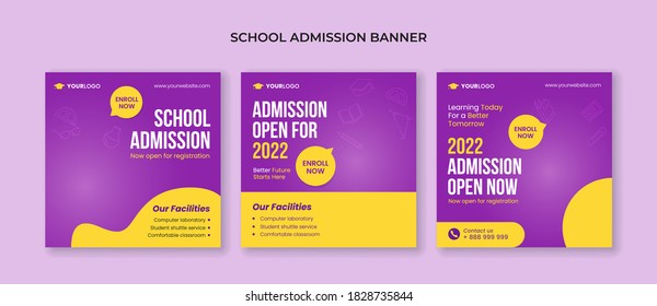 School Admission Social Media Post Template. Suitable For Junior And Senior High School Promotion Banner