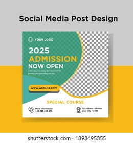 School admission social media post design template