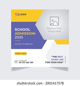 School Admission Social Media Post Template, Education Vector Social Media Post