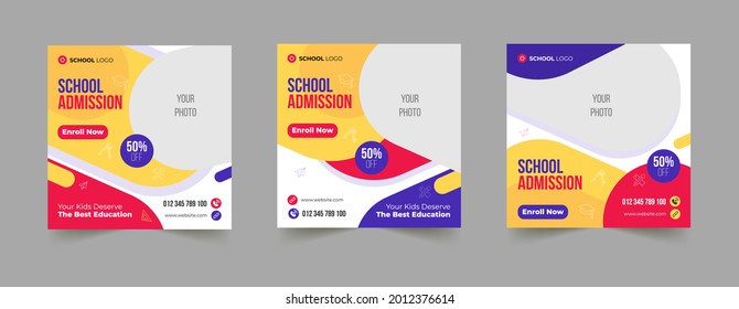 School admission social media post promotion Premium vector template design for your high school