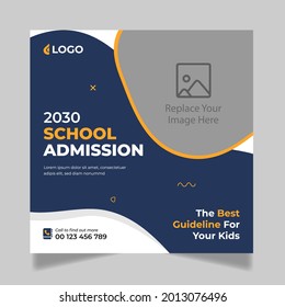 School Admission Social Media Post, Back to School Square Flyer