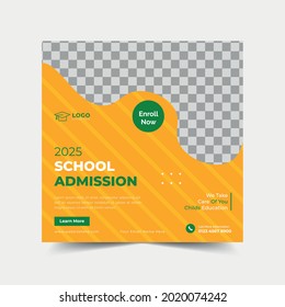 School admission social media post banner design. back to school social media post banner design.