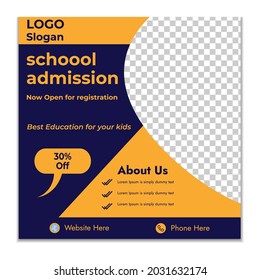 School admission social media post. Social media vector template
 