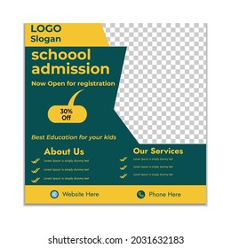 School admission social media post. Social media vector template
 