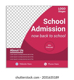 School admission social media post. Social media vector template
 