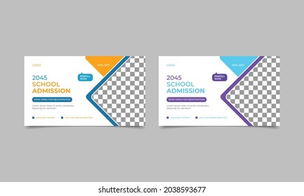 School admission social media post web banner template. Kids back to school education poster and Flyer design template. vector illustration.eps