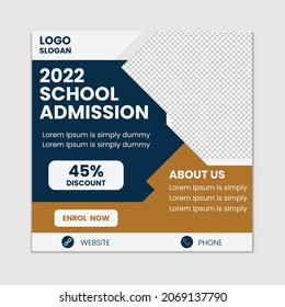 School admission social media post banner template. Kids back to school square flyer poster layout