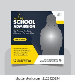 School admission social media post banner design template