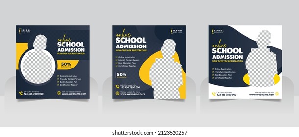 School admission social media post banner design template