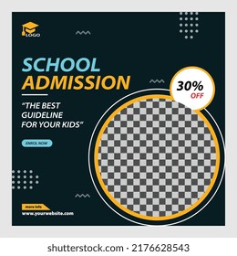 School admission social media post template. Education social media banner