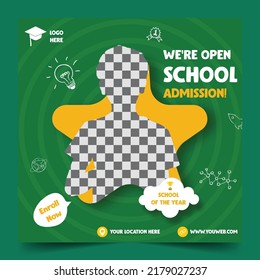 School admission social media post vector design template