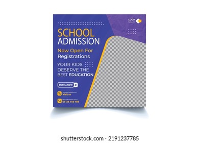 Bannerdesign für Social-Media-Aufnahmen in Schulen, Zurück zu sozialen Medien Post-Banner-Design in den sozialen Medien, Vorlage für Banner in sozialen Netzwerken