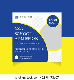 School admission social media post banner template. Back to School Square flyer design Template. Editable Post Template Social Media Banners