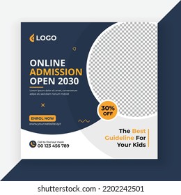 School admission social media post and web banner template