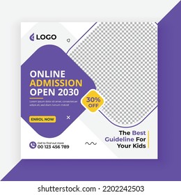 School admission social media post and web banner template
