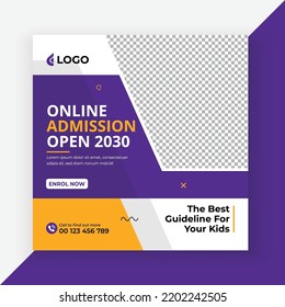 School admission social media post and web banner template
