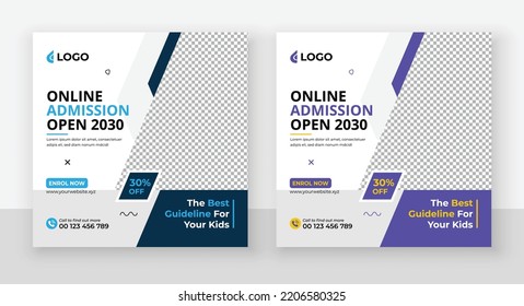 School admission social media post and web banner template