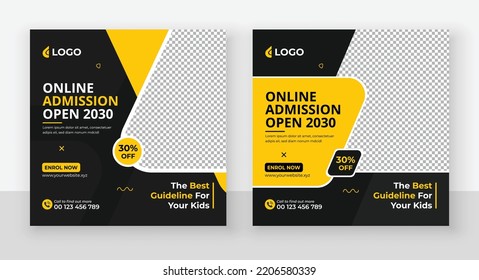 School admission social media post and web banner template