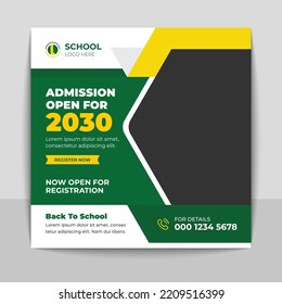 School admission social media post template design