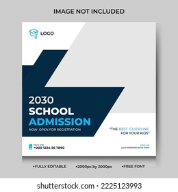 School Admission Social Media Post Design Template. Back to school admission promotion social media post template design, education advertisement