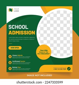 School admission social media post or education school web banner template or square post flyer poster, School admission social media post template.